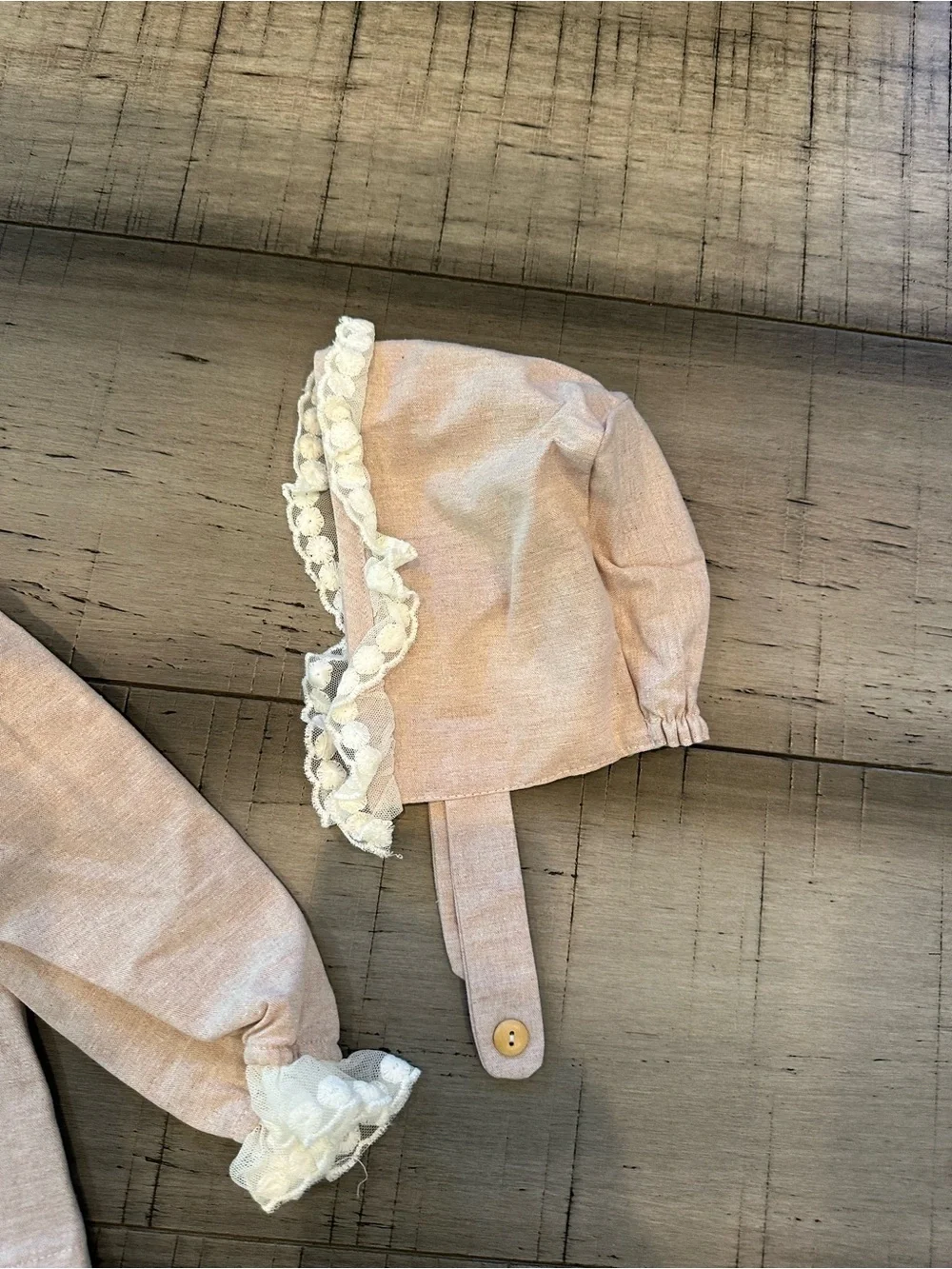 Baby Girls 3 Pc Outfit Set Pink Lace Bloomer Bonnet Top 6 Months Boutique Style